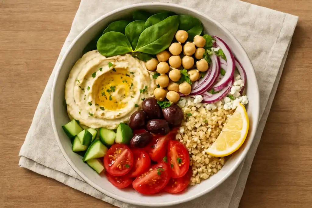 Mediterranean Hummus bowl, an easy and delicious One-Bowl Meal Recipes