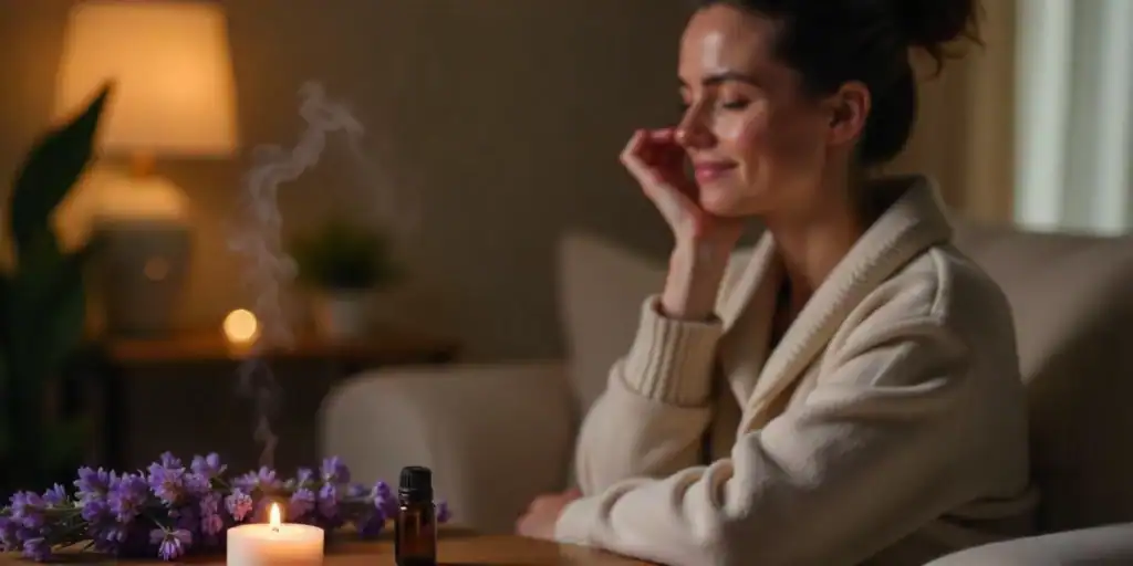 A women practicing Aroma theraphy a best form of self care activities.